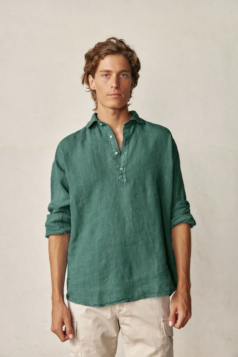 Polera de Lino - Verde Petróleo - Imagen 3