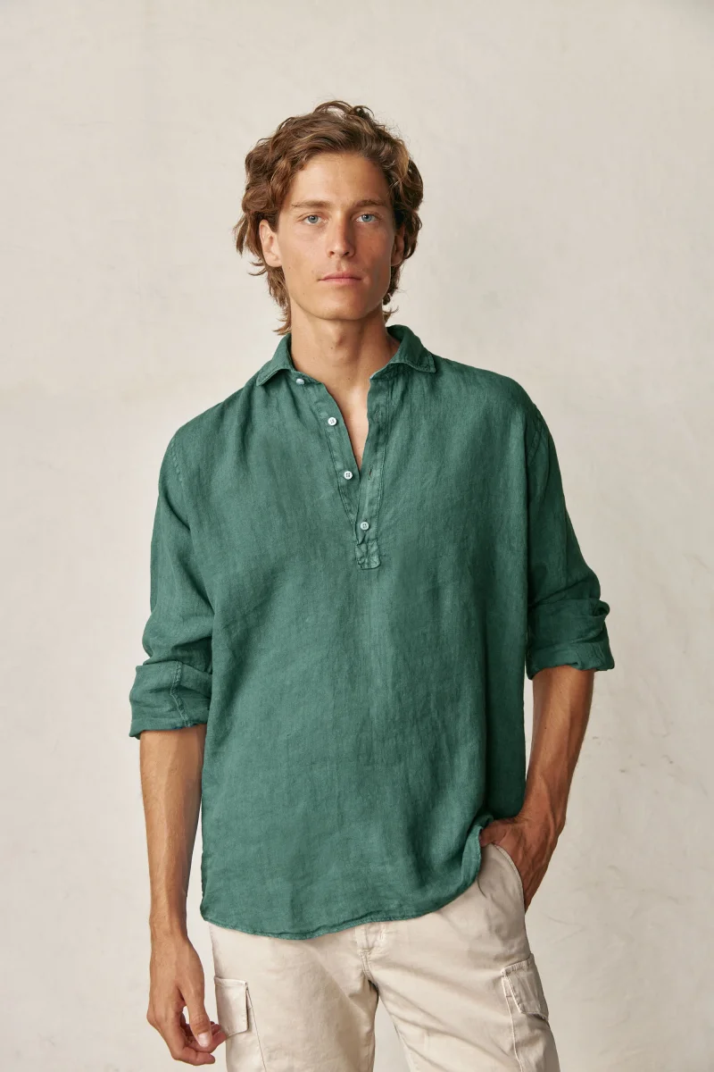 Polera de Lino - Verde Petróleo - Imagen 2