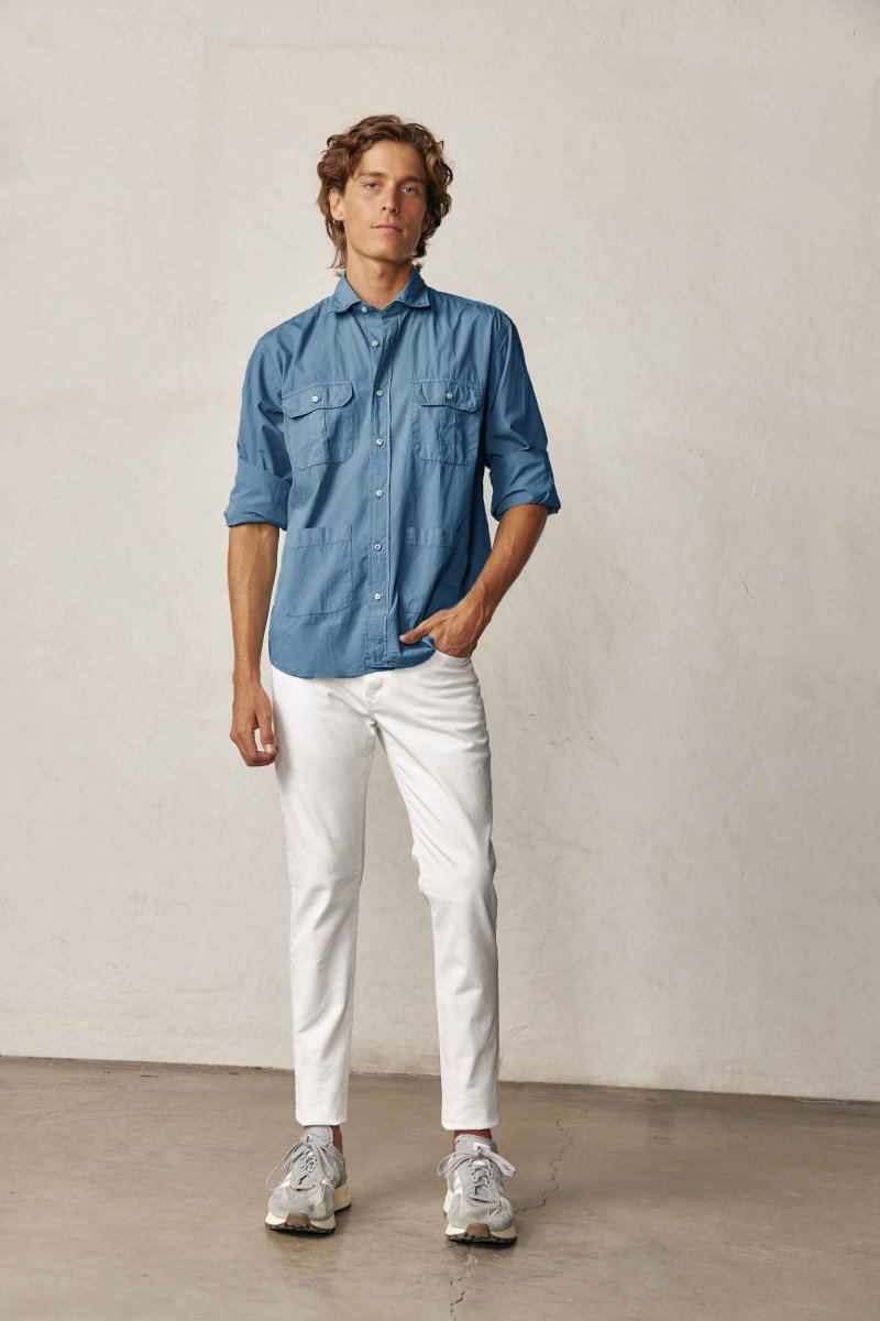 Camisa Guayabera de Popelin - Azul Petróleo - Imagen 3