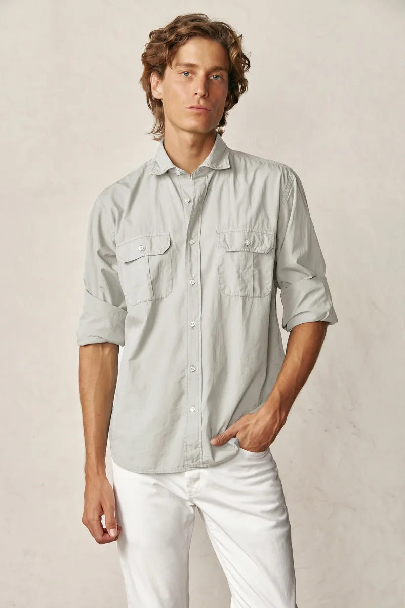 Camisa de Popelín Dos Bolsillos - Piedra Claro