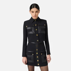 Chaqueta de doble crepe con detalles logotipo