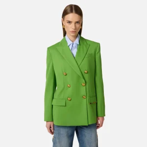 Chaqueta de lana fría con placa joya