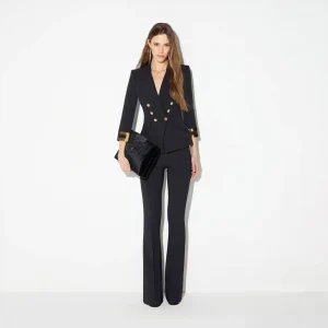 Chaqueta de doble crepe elástico con logotipo joya