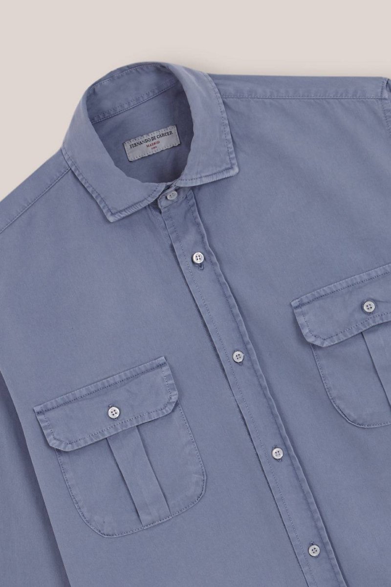 Camisa de Popelín Dos Bolsillos - Azul - Imagen 3