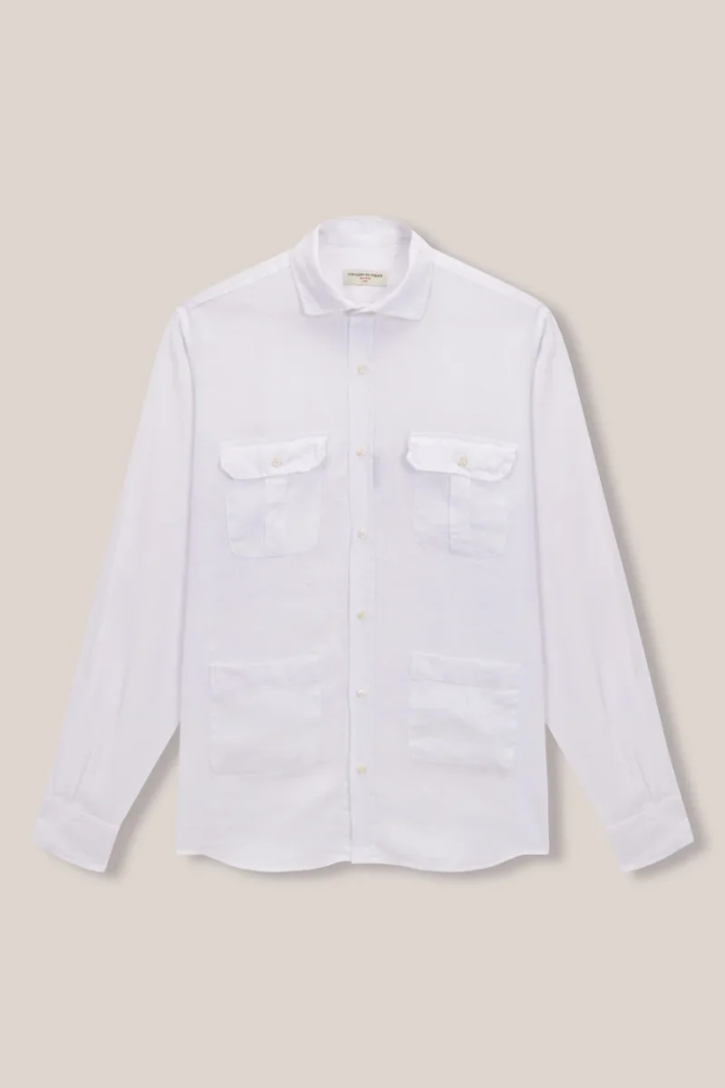 Camisa Guayabera de Lino - Blanco - Imagen 5