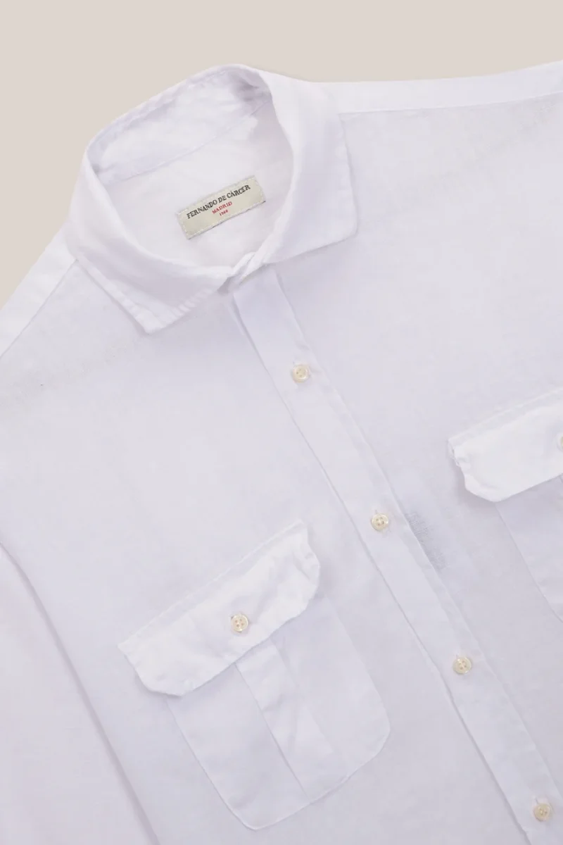 Camisa Guayabera de Lino - Blanco - Imagen 4