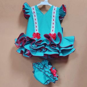 Traje Flamenca Corto Turquesa Modelo Lucia