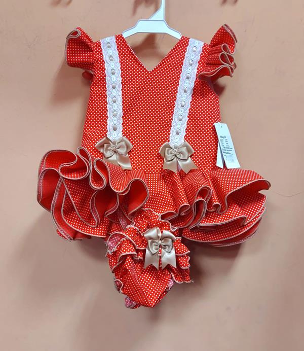 Traje Flamenca Corto Rojo Modelo Lucia