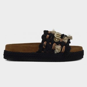 Mou monobrand rope sandal fringe black