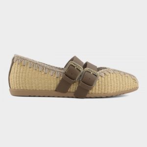 Mou ballerina raffia buckle strap