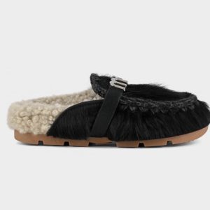 Mou winter bio slide long hair ponyskin BLK