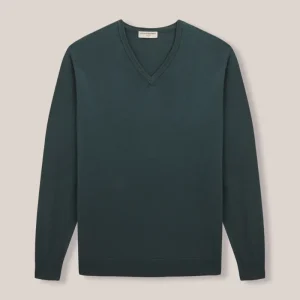 Jersey Cuello Pico Algodón / Cashemere - Verde Botella