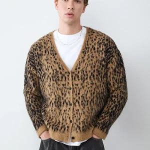 CARDIGAN CUELLO EN V ANIMAL PRINT-Sparrow