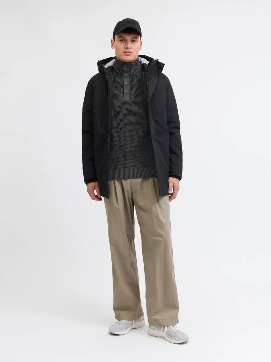 SWEATER TEJIDO ETHAN - Black Detail:Twist w. Asphalt. Button placket - Imagen 3