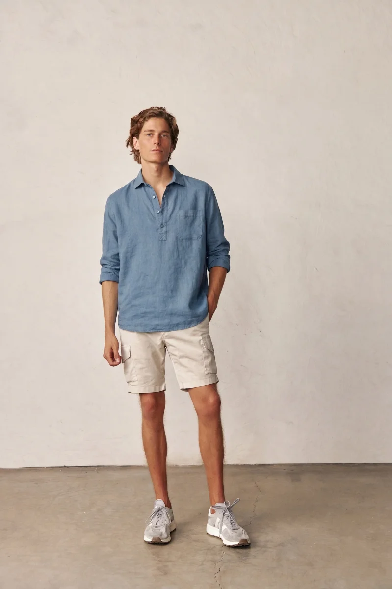 Polera de Lino - Azul (bolsillo) - Imagen 4