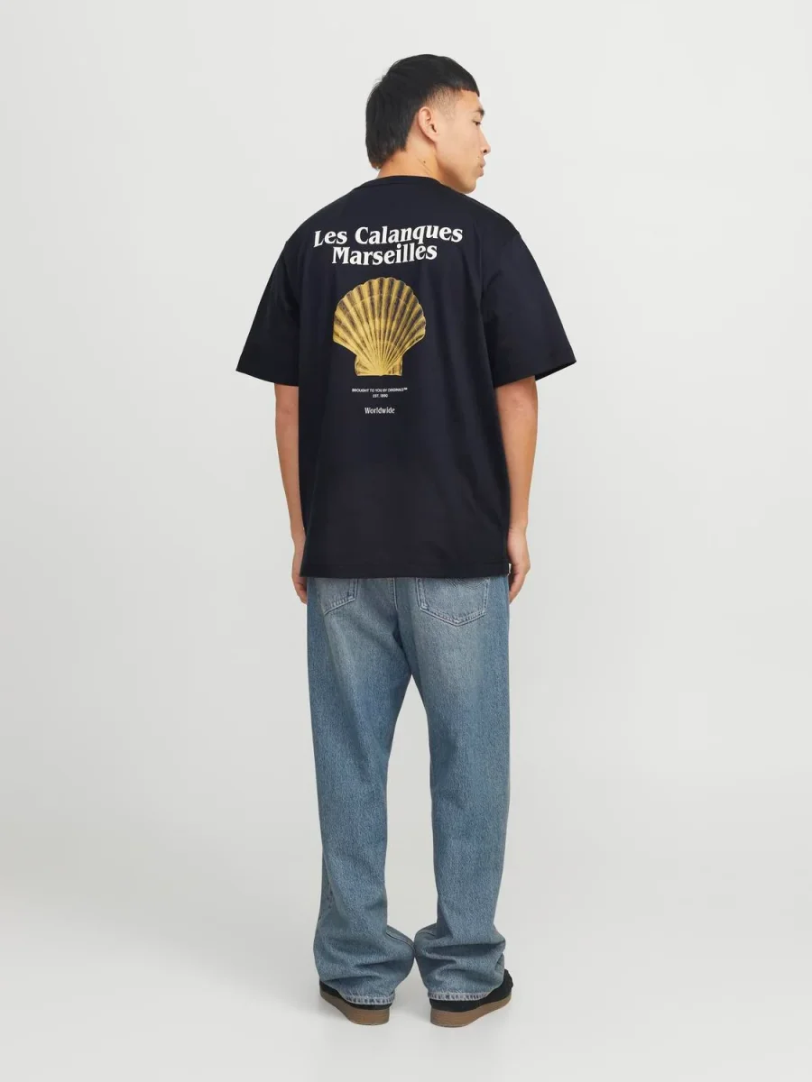 CAMISETA LOOSE ESTAMPADA PAROS SKETCH - Black Print:YELLOW CLAM - Imagen 6