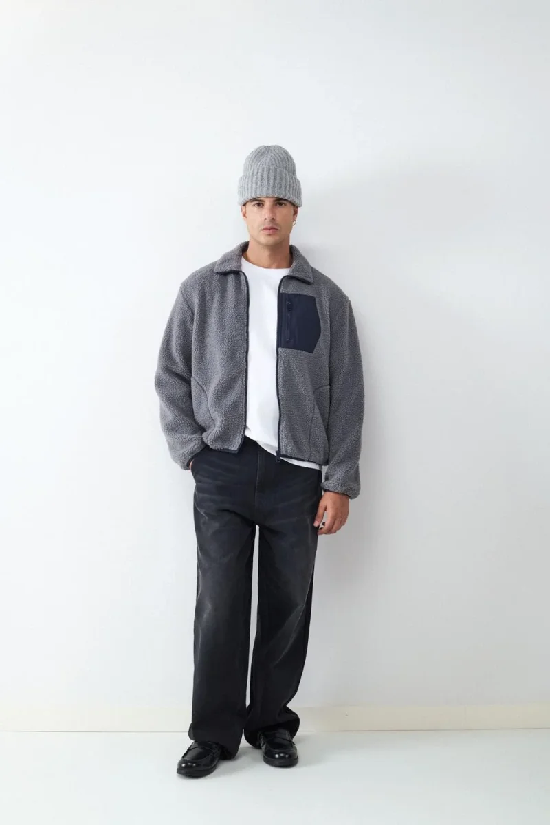 CAMPERA TEDDY BOLSILLO-Concrete Grey - Imagen 3