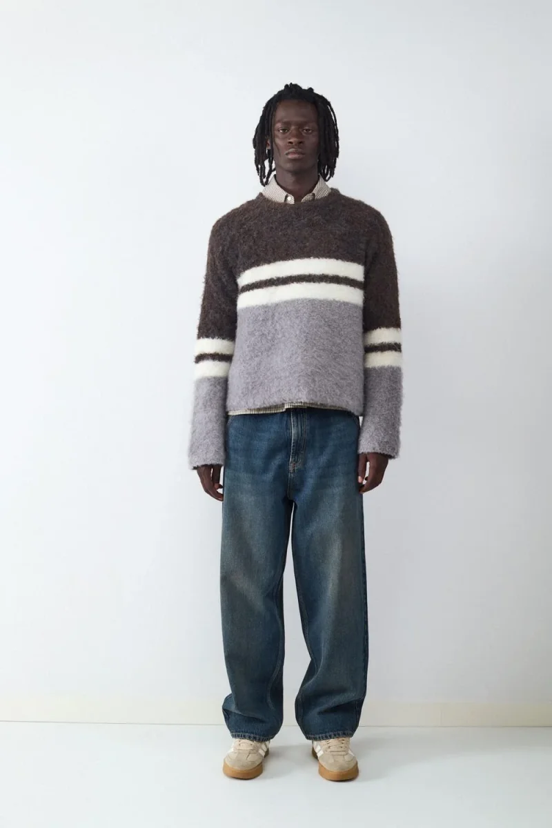 SWEATER CUELLO REDONDO RAYAS-Black - Imagen 3