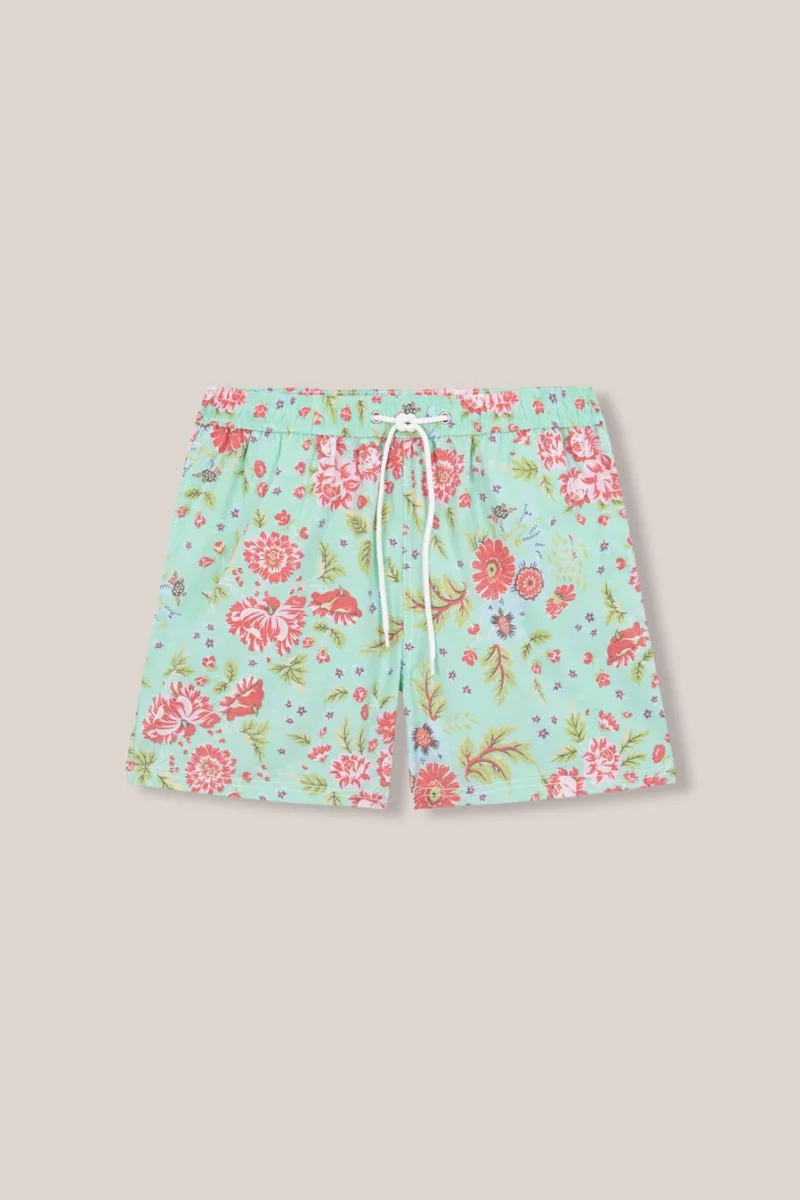 Traje de Baño / Bañador - Verde Flores - Imagen 2