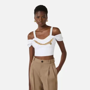 Top de algodón elástico con collar