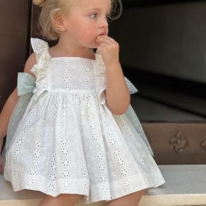 VESTIDO PERFORADO LAZADA TUL VERDEAGUA
