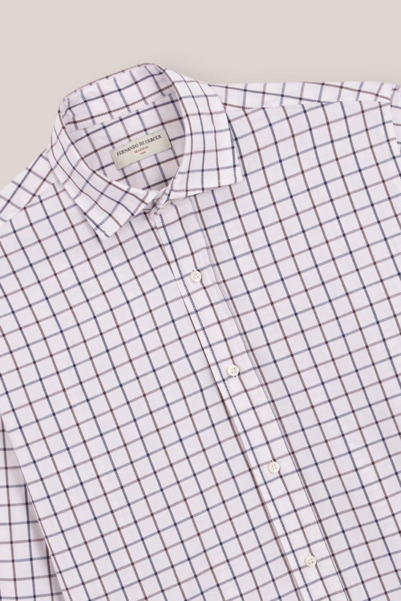 Camisa de Algodón - Viyela Cuadro Azul y Marrón - Imagen 3