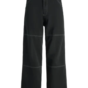 PANTALÓN RELAXED TIRO MEDIO CON COSTURAS OWEN - Black