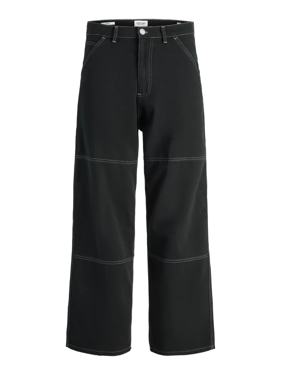 PANTALÓN RELAXED TIRO MEDIO CON COSTURAS OWEN - Black
