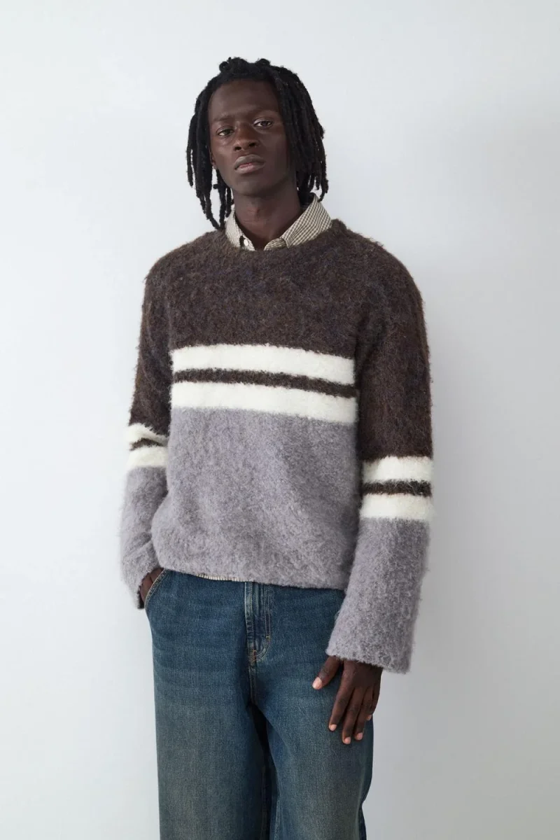 SWEATER CUELLO REDONDO RAYAS-Black - Imagen 2