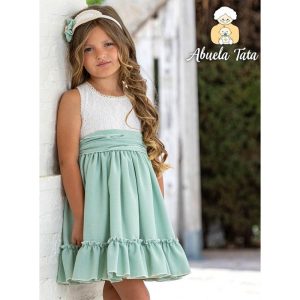 Vestido Vuelo Beige y Verde