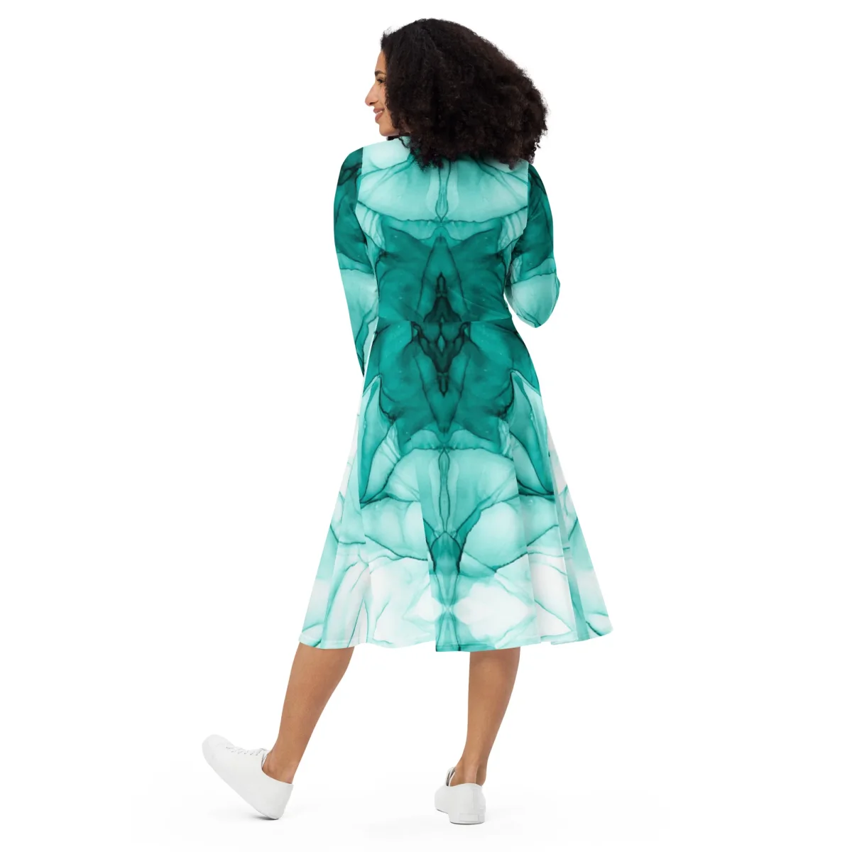 Vestido midi con manga larga all over - Imagen 5