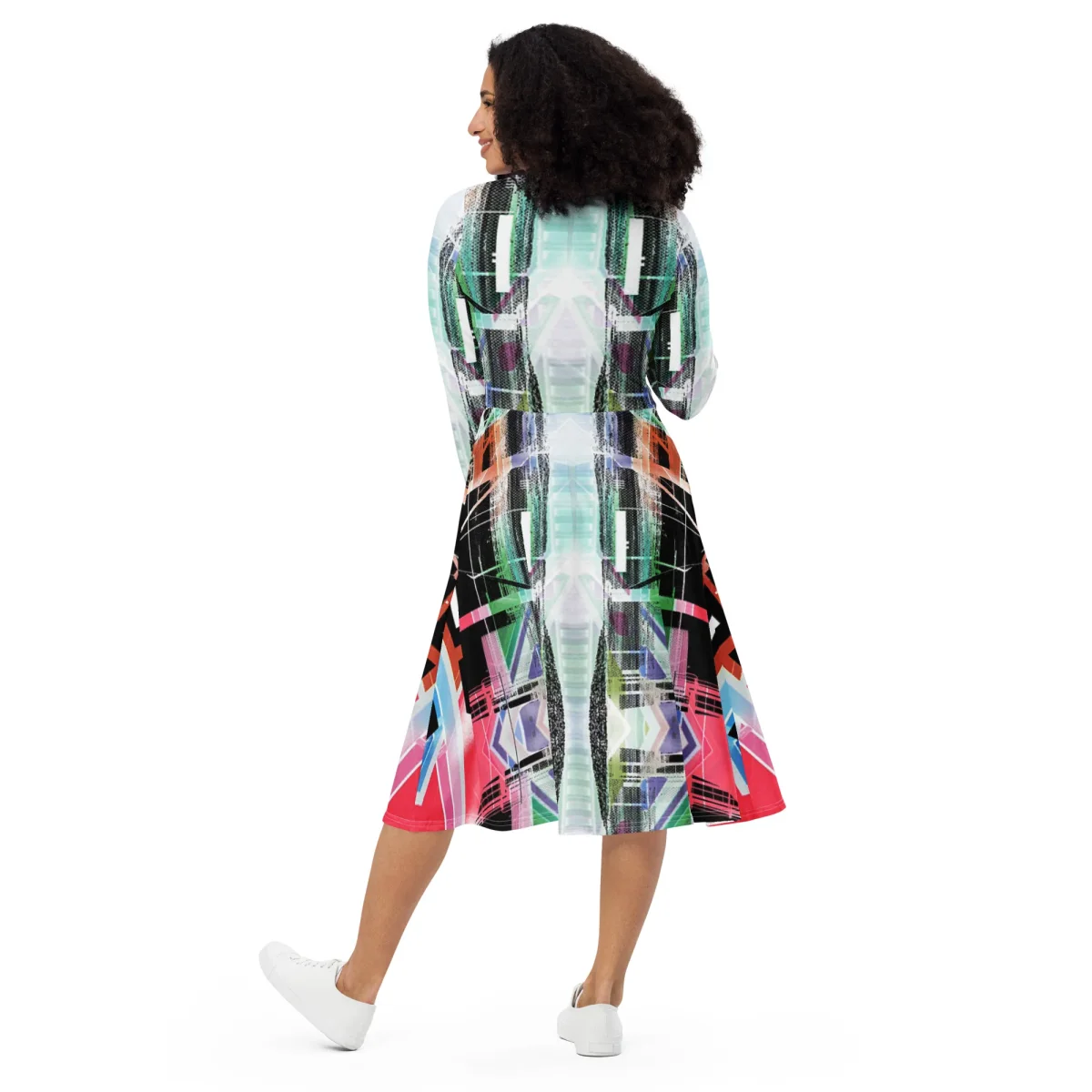 Vestido midi con manga larga all over - Imagen 5