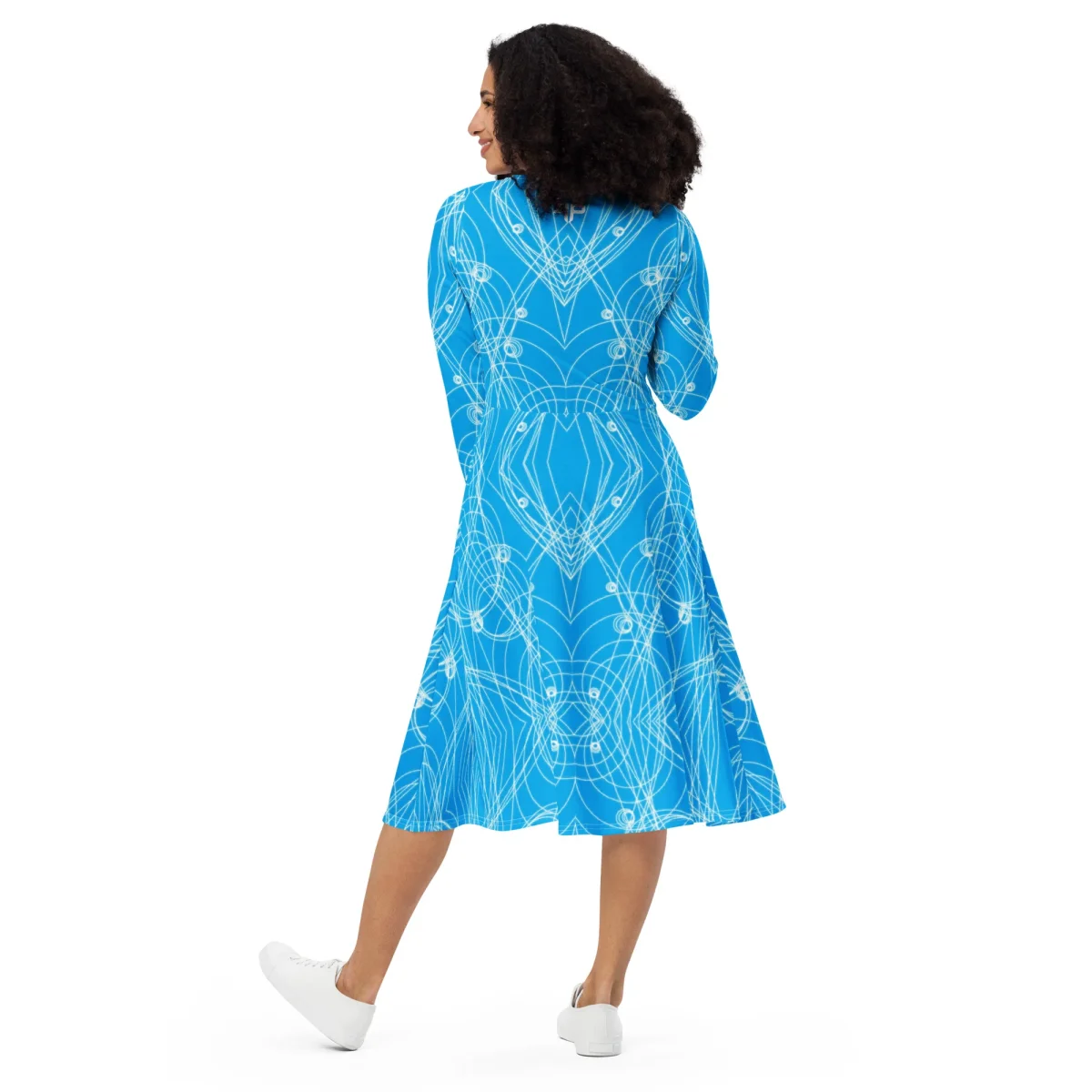 Vestido midi con manga larga all over - Imagen 6