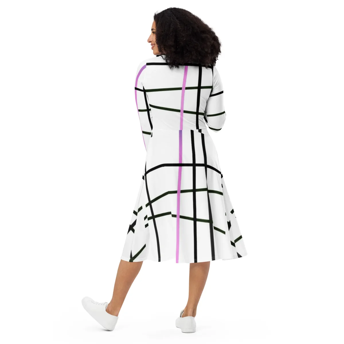 Vestido midi con manga larga all over - Imagen 6