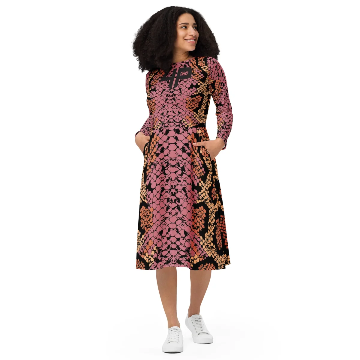 Vestido midi con manga larga - Imagen 3