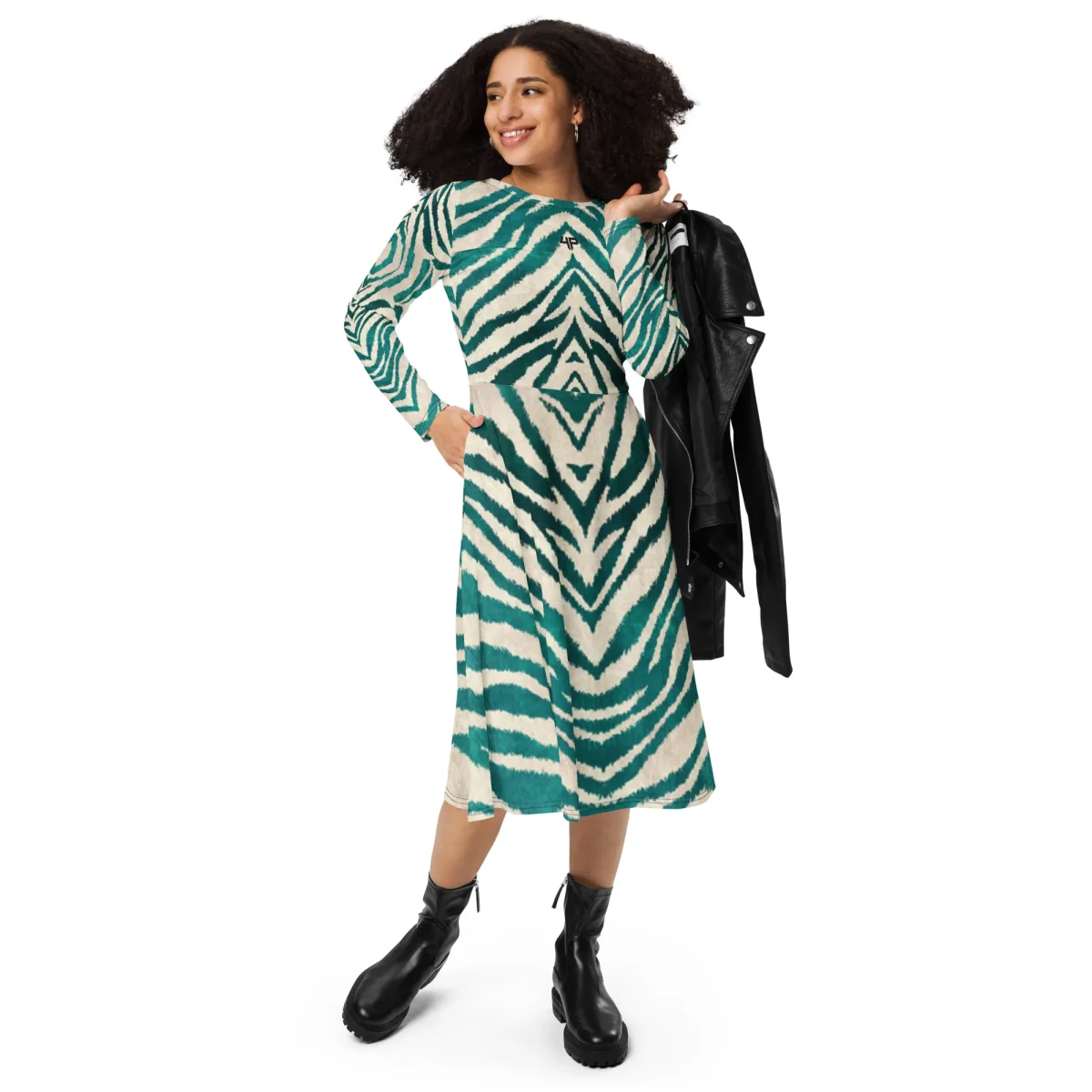 Vestido midi con manga larga - Imagen 2