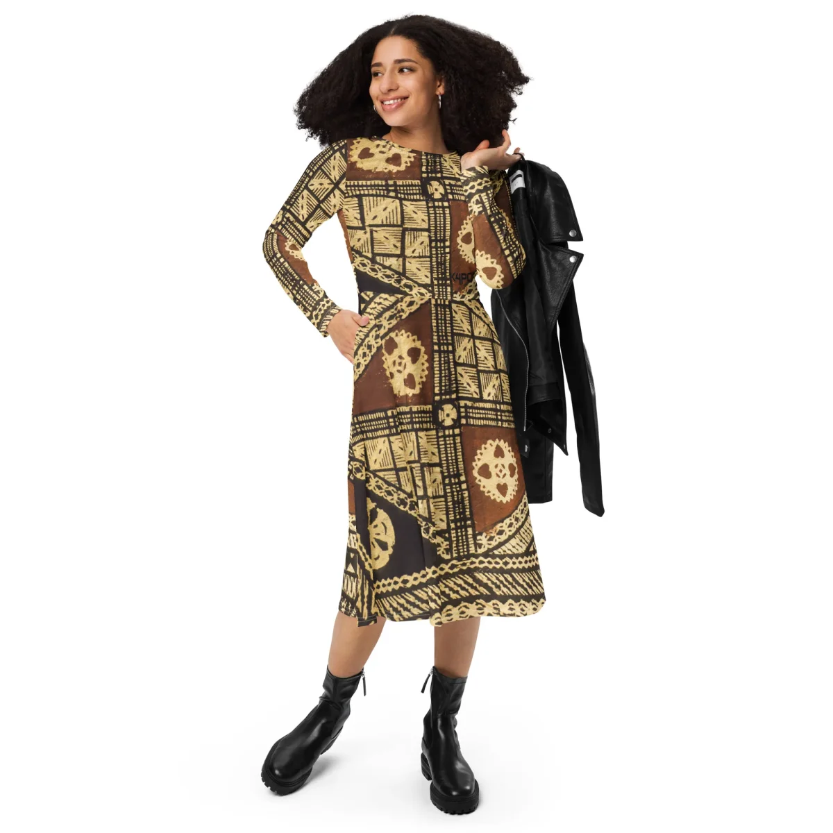 Vestido midi con manga larga - Imagen 3