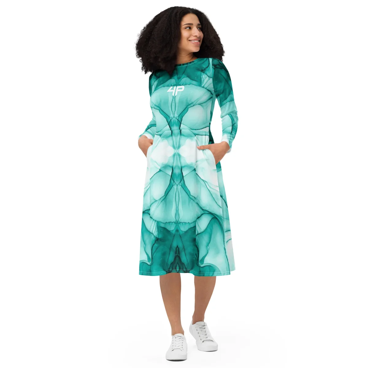 Vestido midi con manga larga all over - Imagen 2