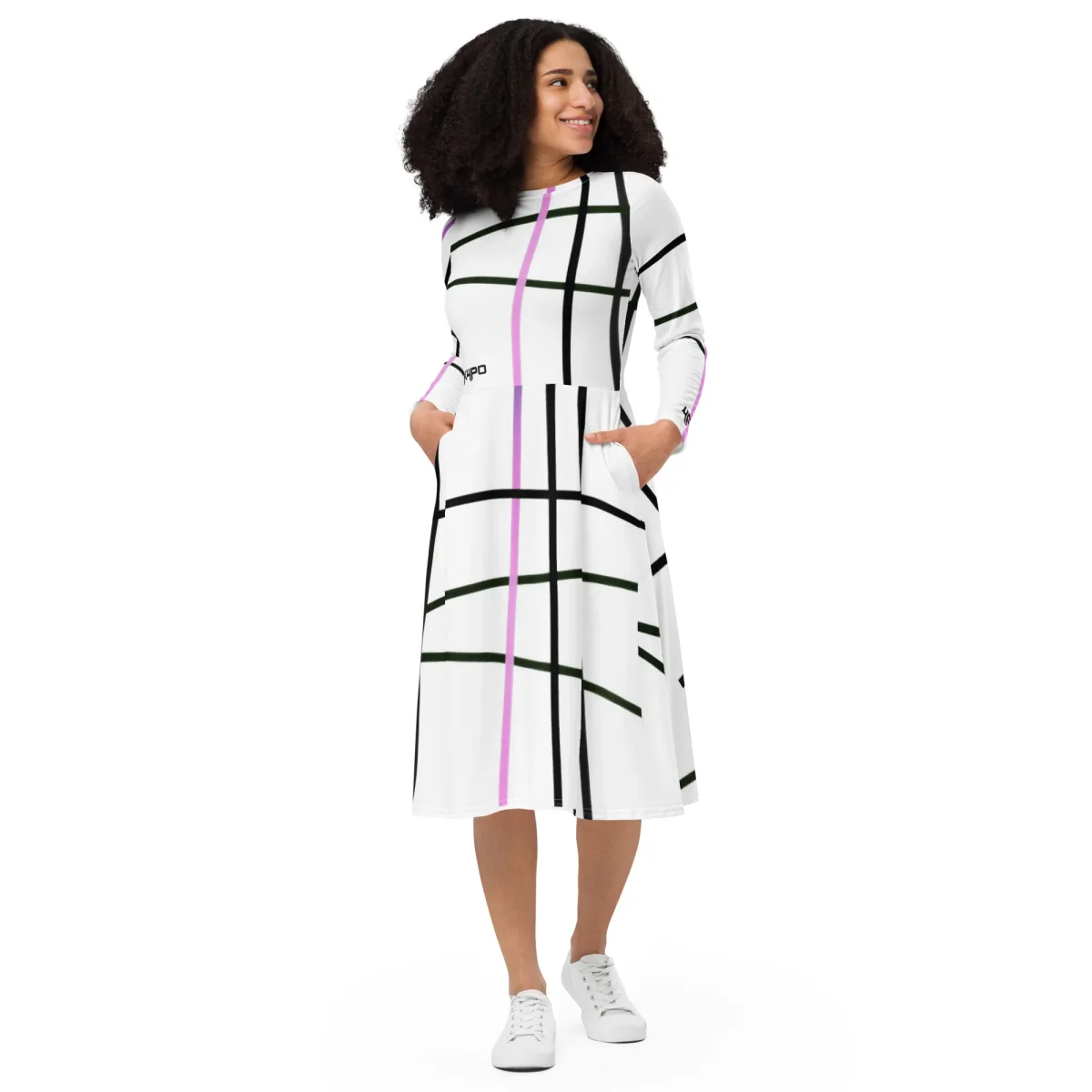 Vestido midi con manga larga all over - Imagen 2
