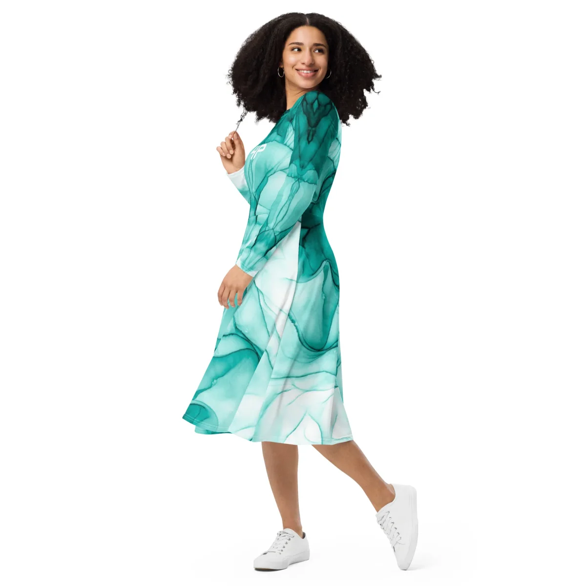 Vestido midi con manga larga all over - Imagen 6