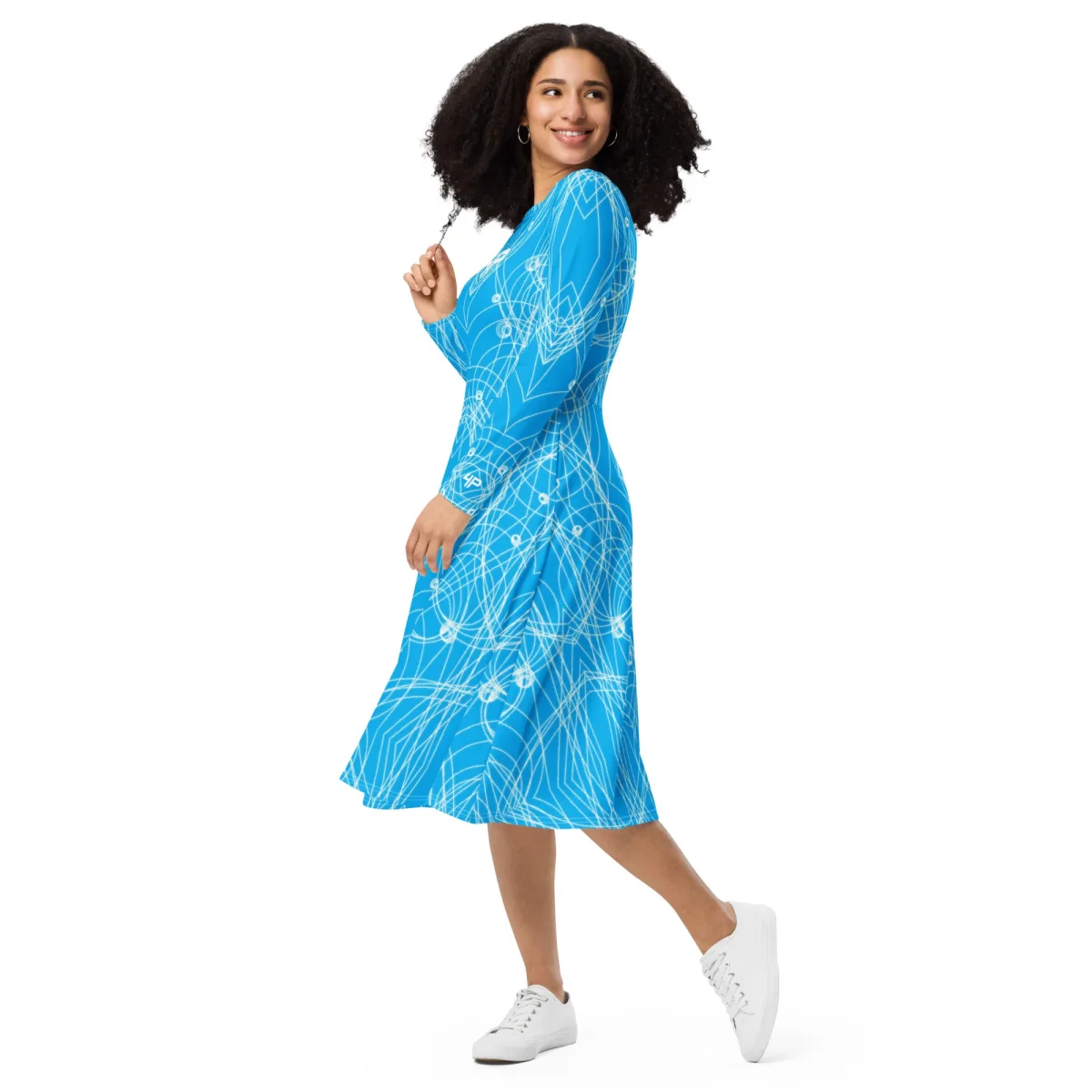 Vestido midi con manga larga all over - Imagen 7