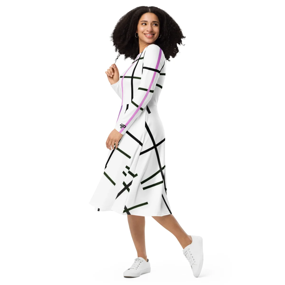 Vestido midi con manga larga all over - Imagen 7