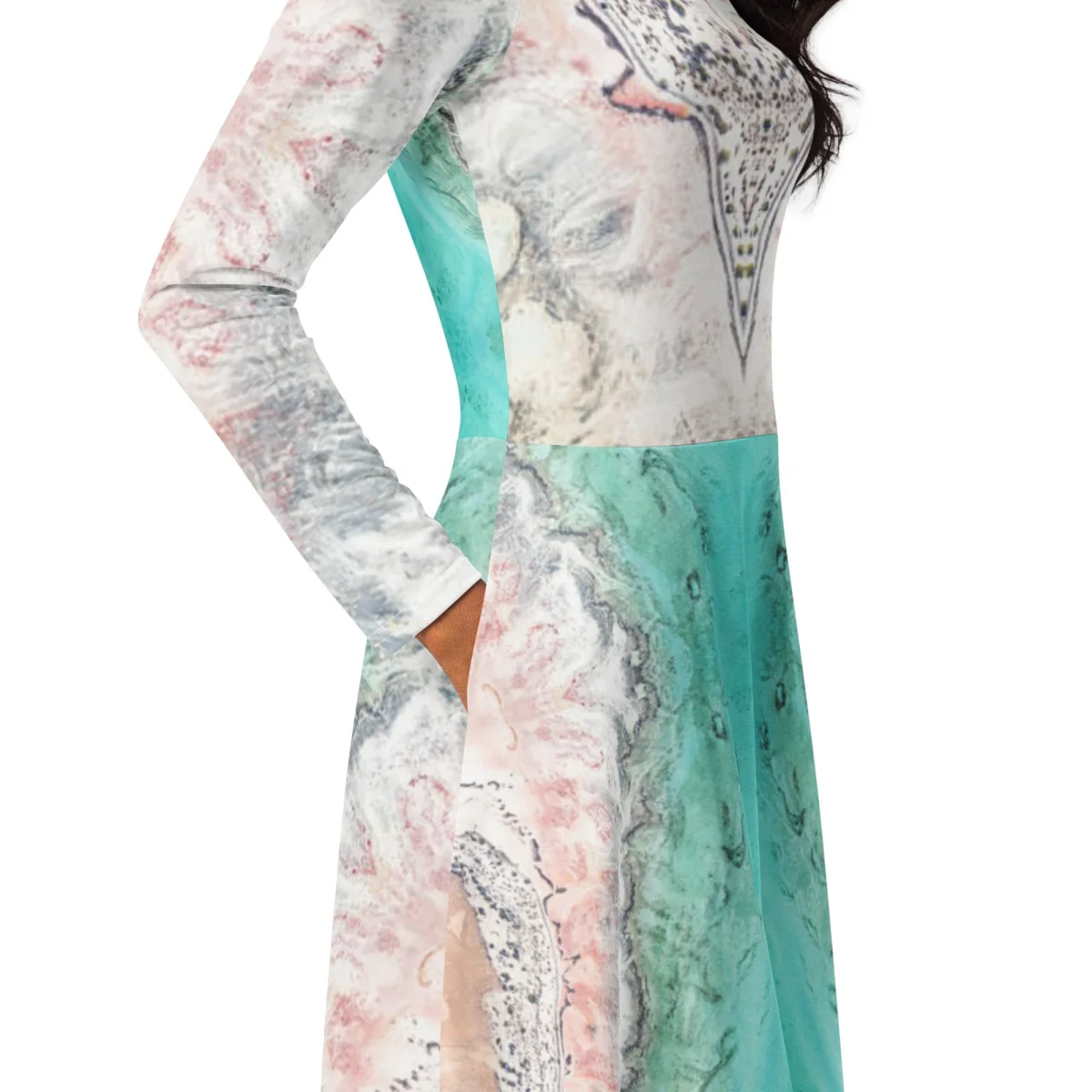 Vestido midi con manga larga all over - Imagen 3