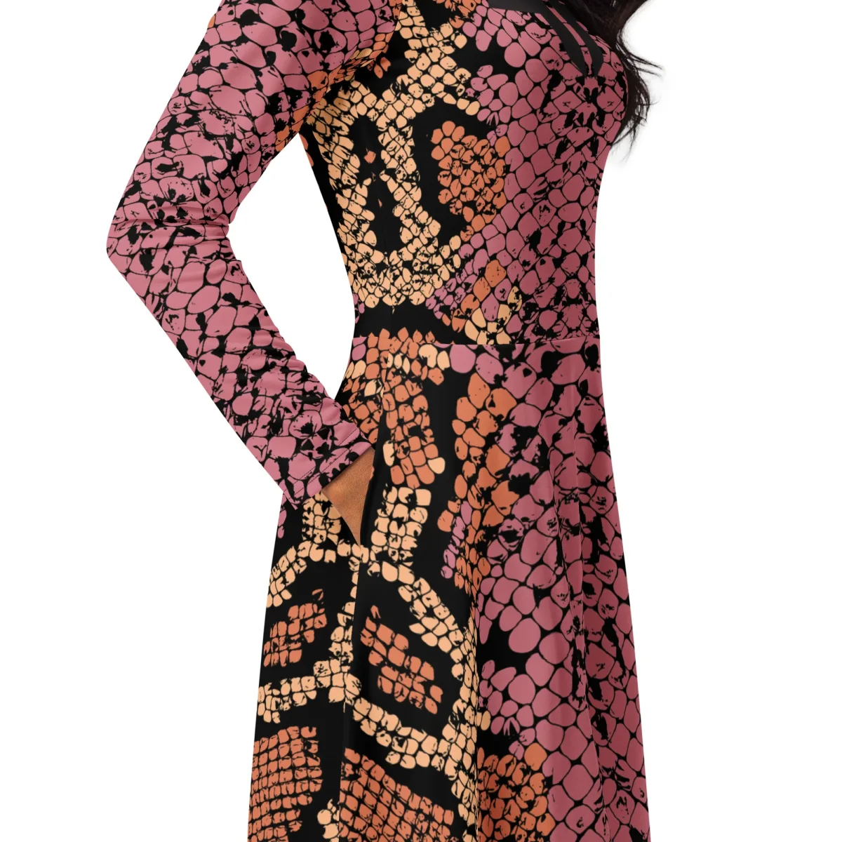 Vestido midi con manga larga - Imagen 6