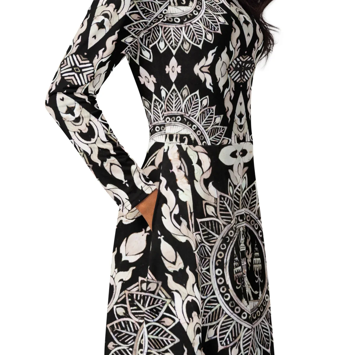 Vestido midi con manga larga all over - Imagen 3