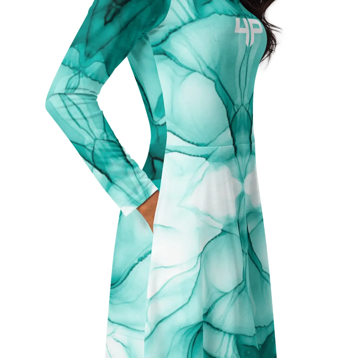 Vestido midi con manga larga all over - Imagen 3