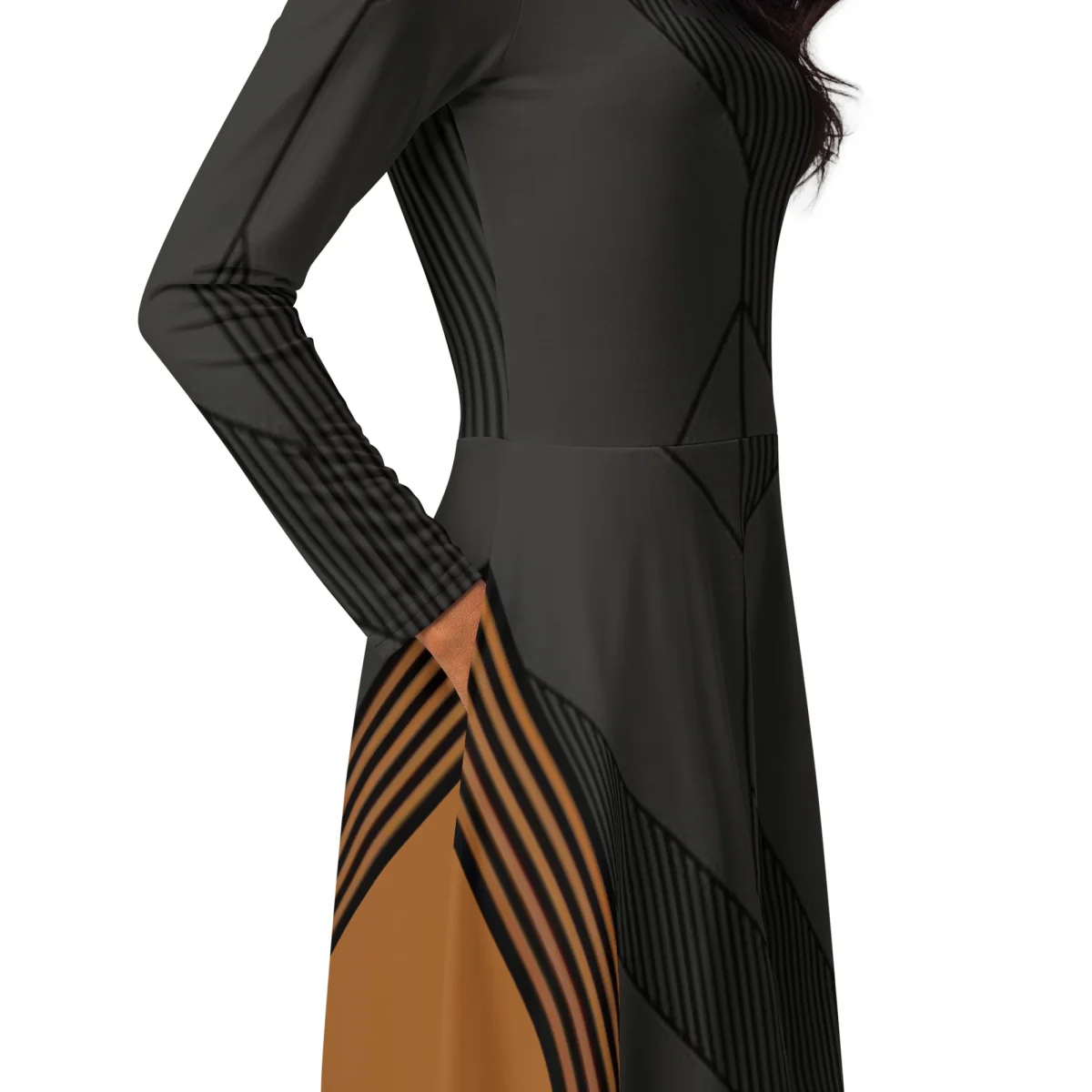 Vestido midi con manga larga all over - Imagen 5