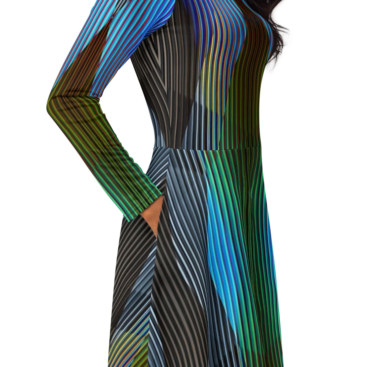 Vestido midi con manga larga all over - Imagen 3