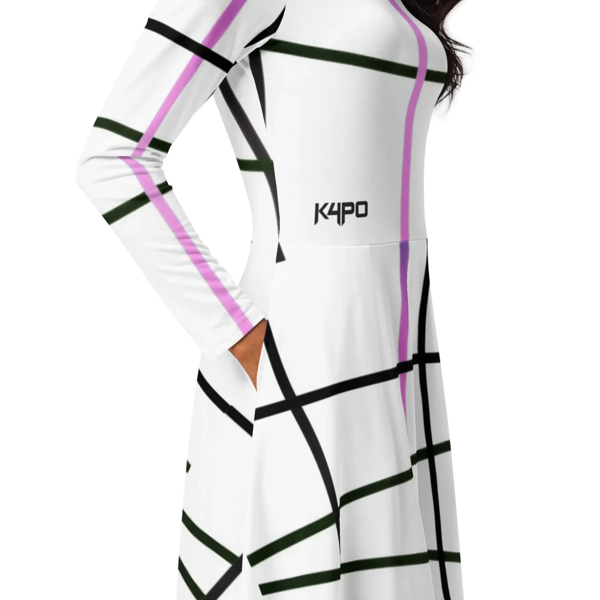 Vestido midi con manga larga all over - Imagen 3
