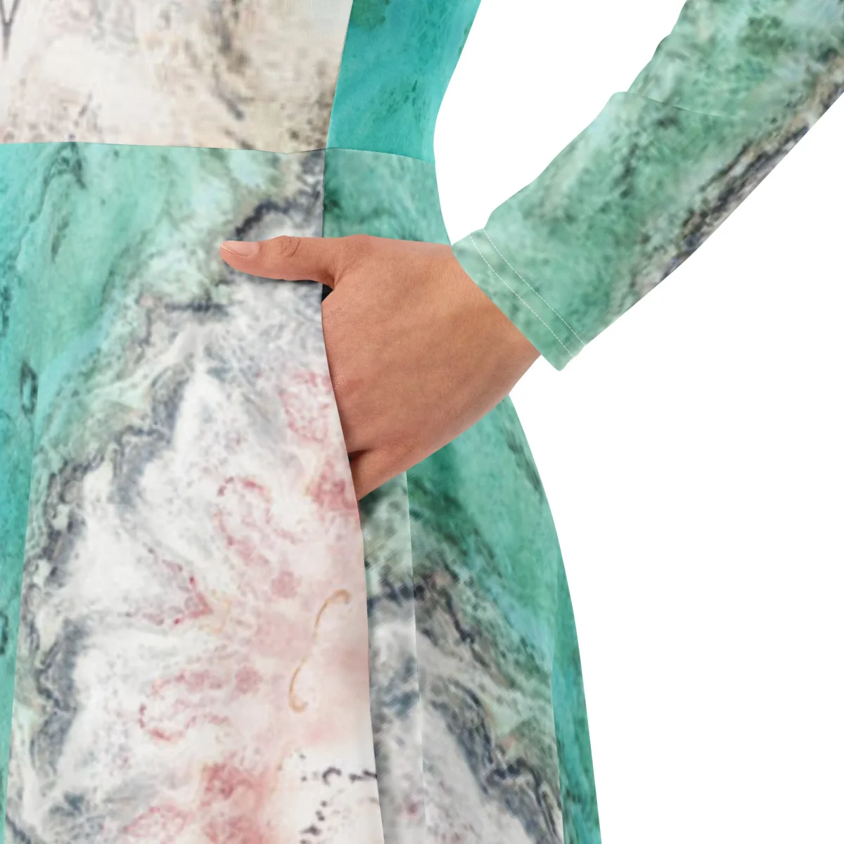 Vestido midi con manga larga all over - Imagen 6